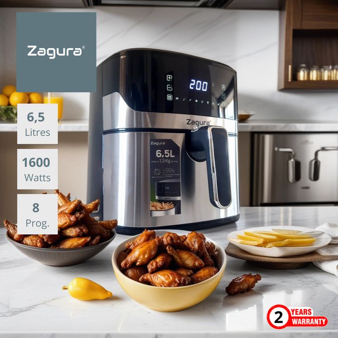 ZAGURA FRITEUSE SANS HUILE / AIR FRYER DIGITAL - 6.5L / 2 SUPPORTS SILICONE GRATUIT